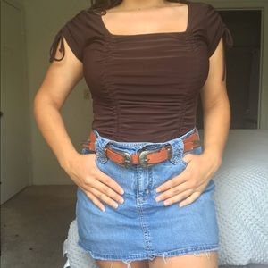 Serenade brown runched blouse